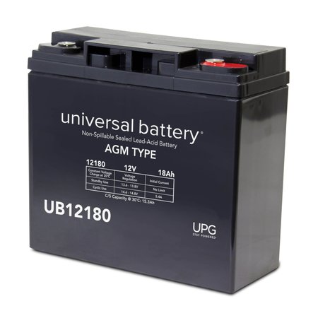 UPG Sealed Lead Acid Battery, 12 V, 18Ah, UB12180, I1 Internal Thread Terminal, AGM Type 45570